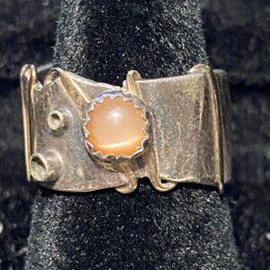 Ring Angela Duffin Possibly Ethiopian Opal Sterling Silver 925 Tested Gold Accen